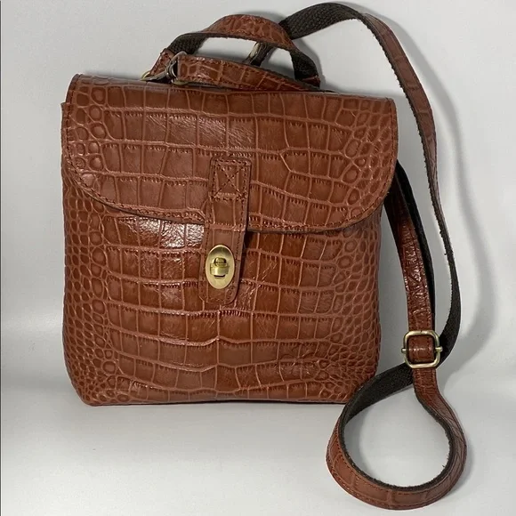 Patricia Nash Crossbody/Backpack British Tan Leather Bag EUC - Picture 2 of 10